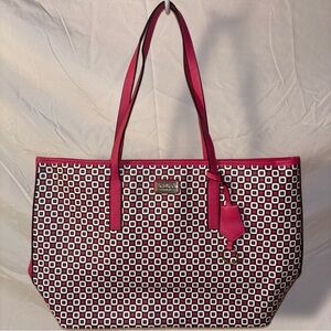 Vera Wang Pink and Black Tote Bag with Geometric Design